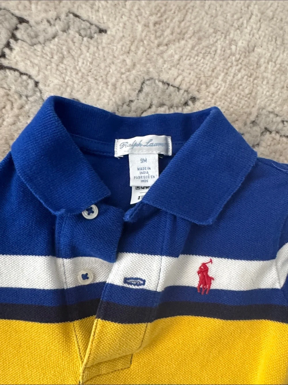 Lot of 4 Pieces Ralph Lauren Blue Striped Kids Boys Onesie Romper 9M